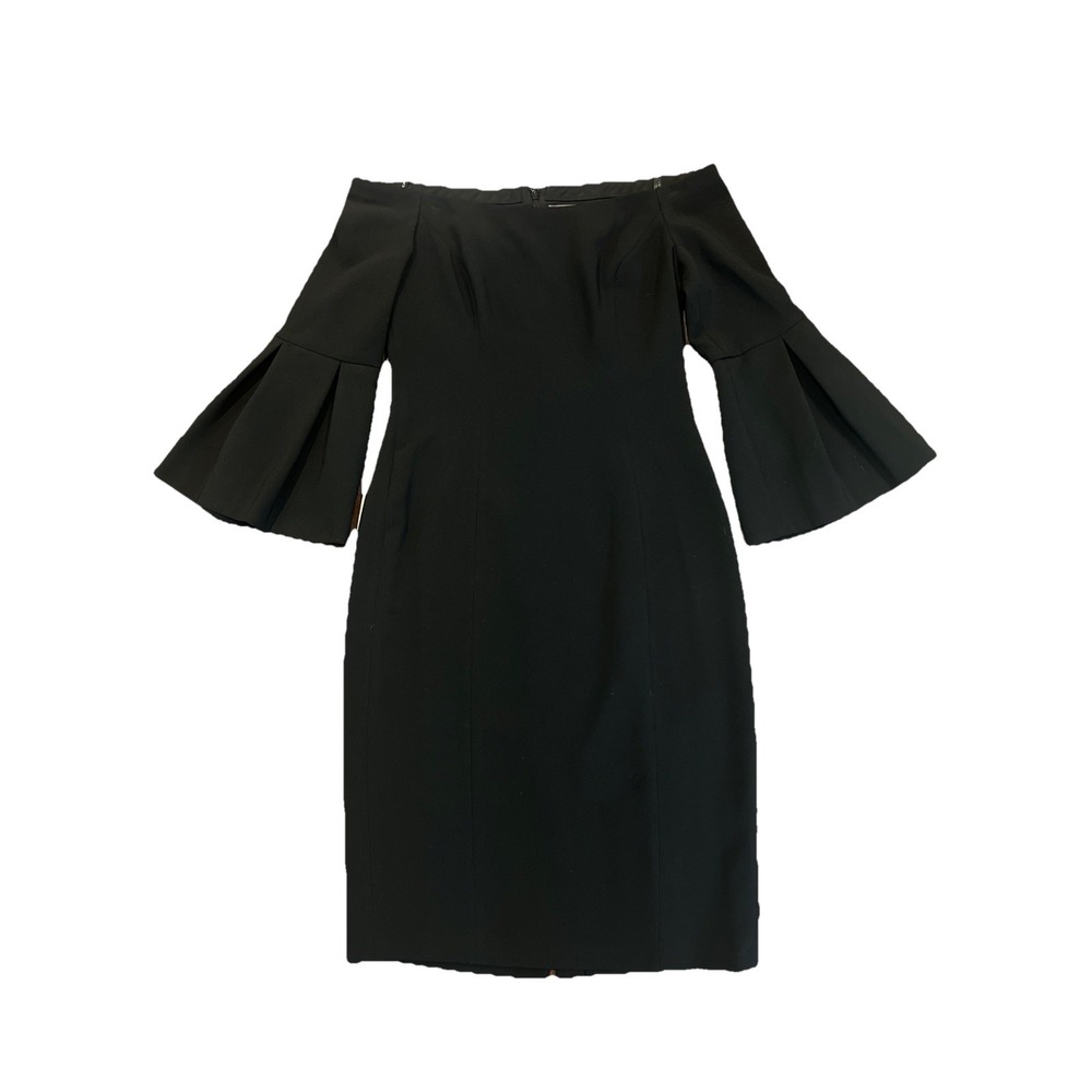 Vince Camuto Black Off Shoulder Bell Sleeve Sheath Dress Size 4 Cocktail Party